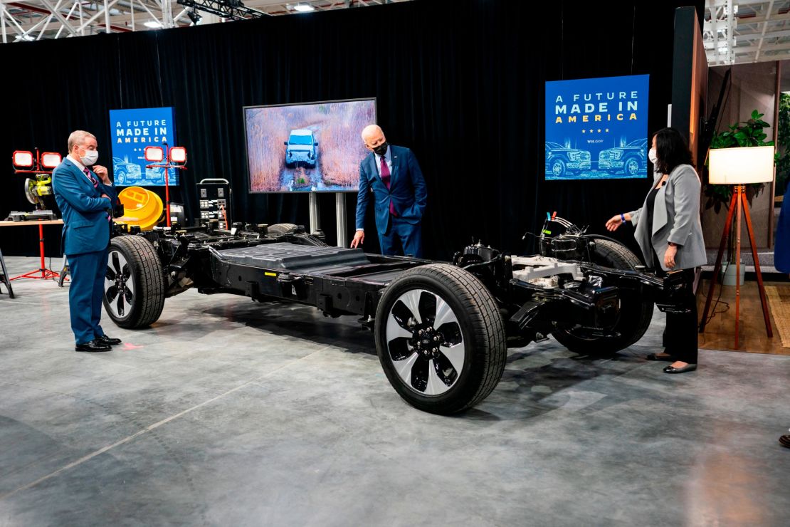 Biden tours the Ford Rouge Electric Vehicle Center in Dearborn, Michigan, in May.