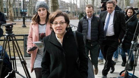 Nancy Salzman arrives at Brooklyn federal court on March 13, 2019, in New York.