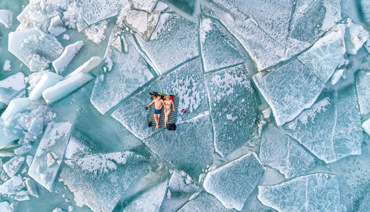 Alexandr Vlassyuk of Kazakhstan was runner up in the People category with this image of people lying on the ice in the Kapchagai reservoir in Kazakhstan.