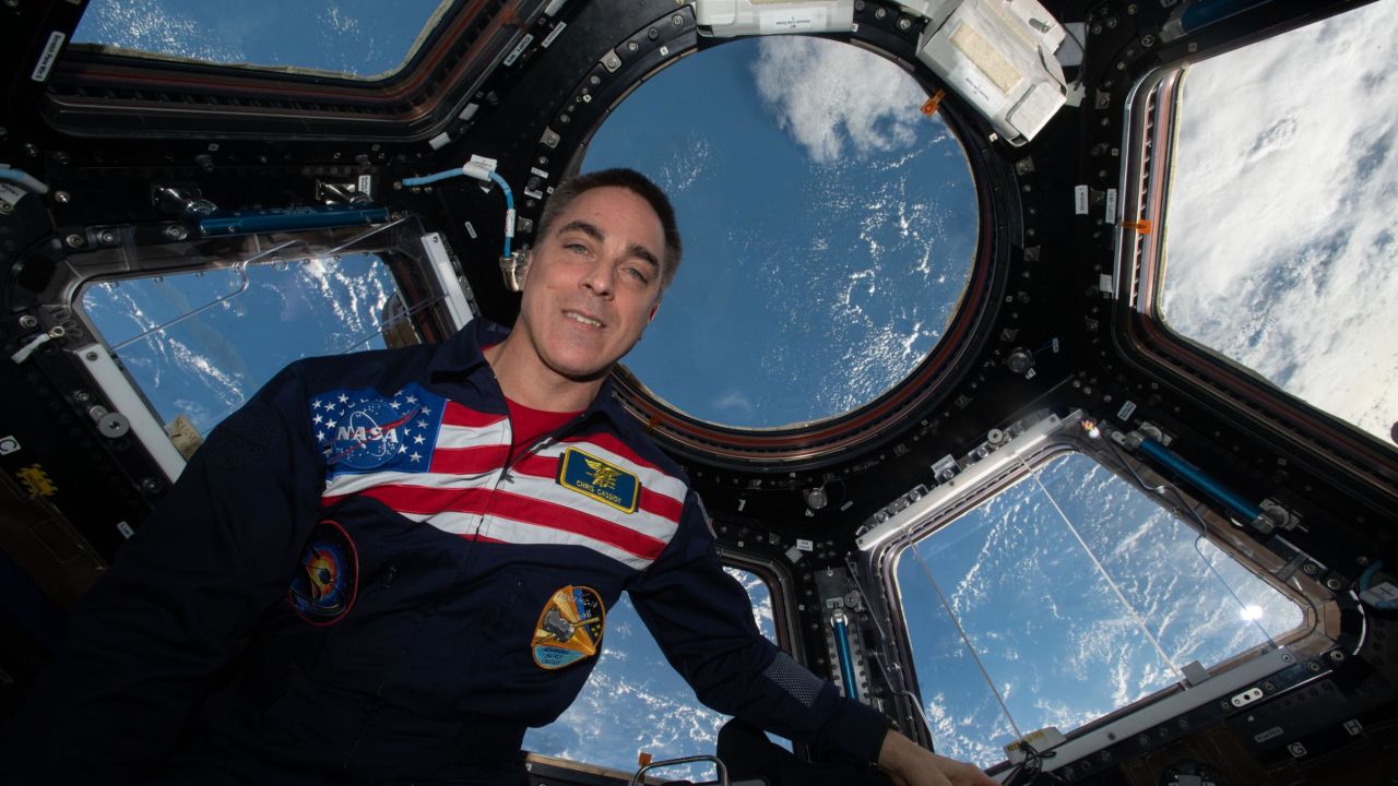 NASA astronaut Chris Cassidy is pictured in the space station's cupola on September 11, 2020.