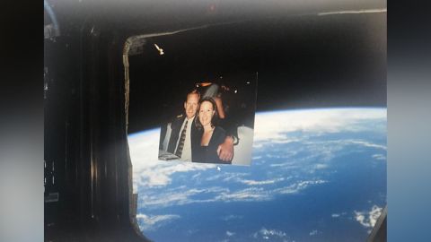 This photo of Chad and his wife Lisa was sent to the space station.