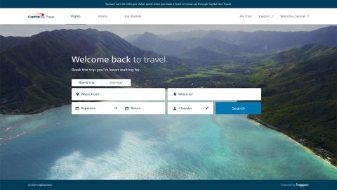 The new Capital One Travel booking platform.