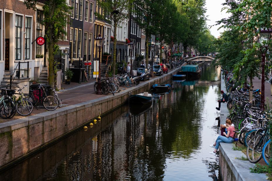 <strong>2. Amsterdam, Netherlands:</strong> Known for its bike paths and canals, Amsterdam was praised for its sustainability and green space. Pictured here: Amsterdam canals in August 2021.