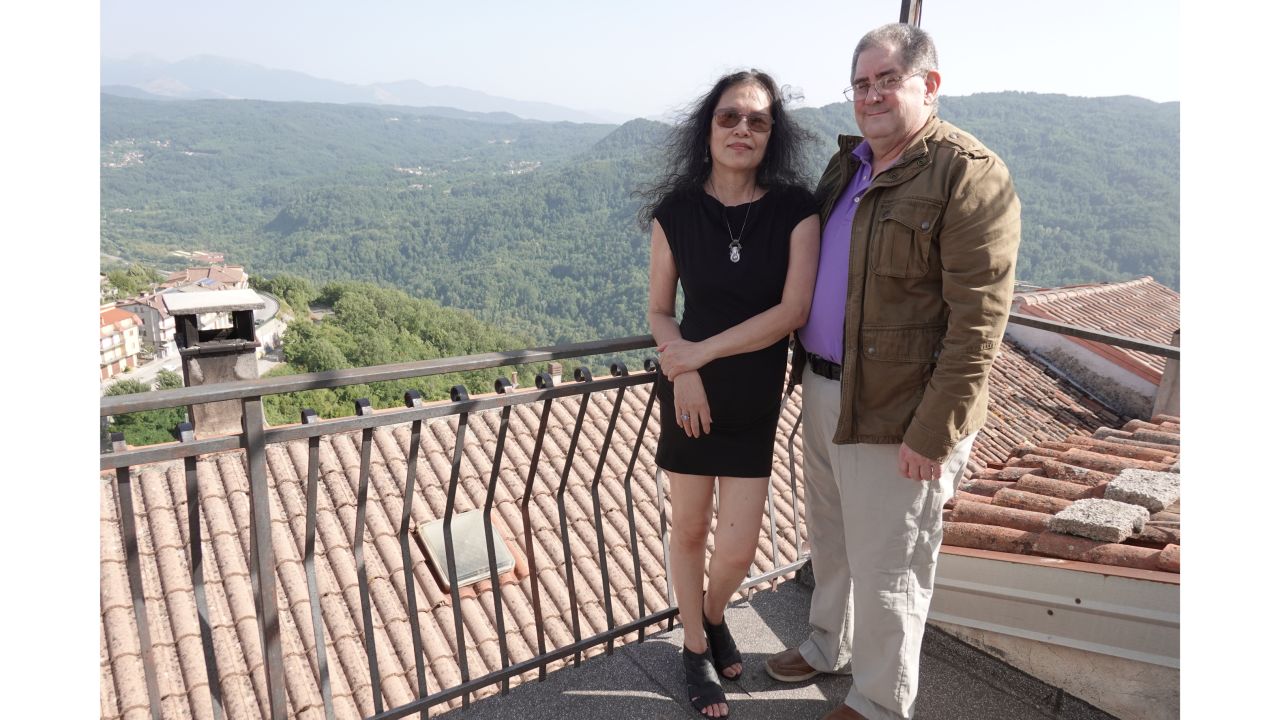 <strong>Big move: </strong>Frank Cohen, pictured with his wife Ann, decided to buy three properties in the town of Latronico in Italy's deep south through the 'Your House in Latronico' platform, which connects old owners with potential buyers. 