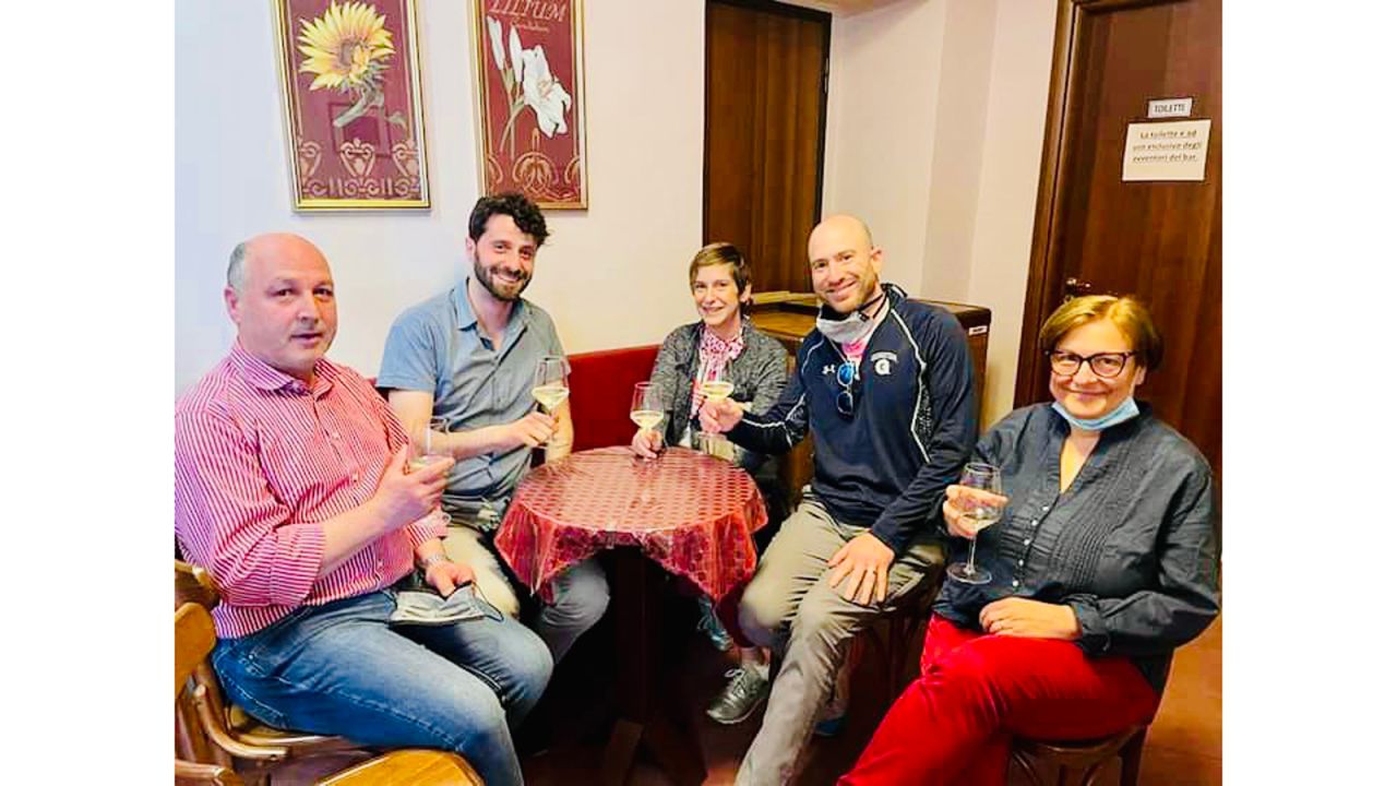 <strong>Happy customers: </strong>The Kesslers celebrated their new home with its former owners along with Latronico's deputy mayor Vincenzo Castellano.