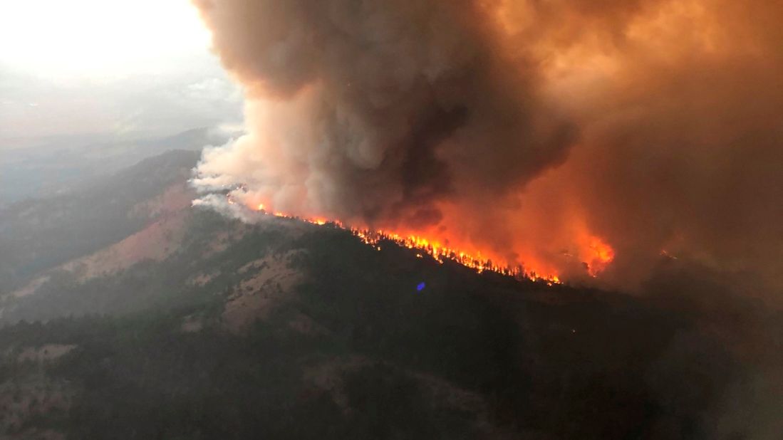 This aerial photo, taken on September 4, shows the Dixie Fire on Horton Ridge in Plumas County, California.
