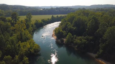 Tourists float down the Current River in Van Buren, Missouri.