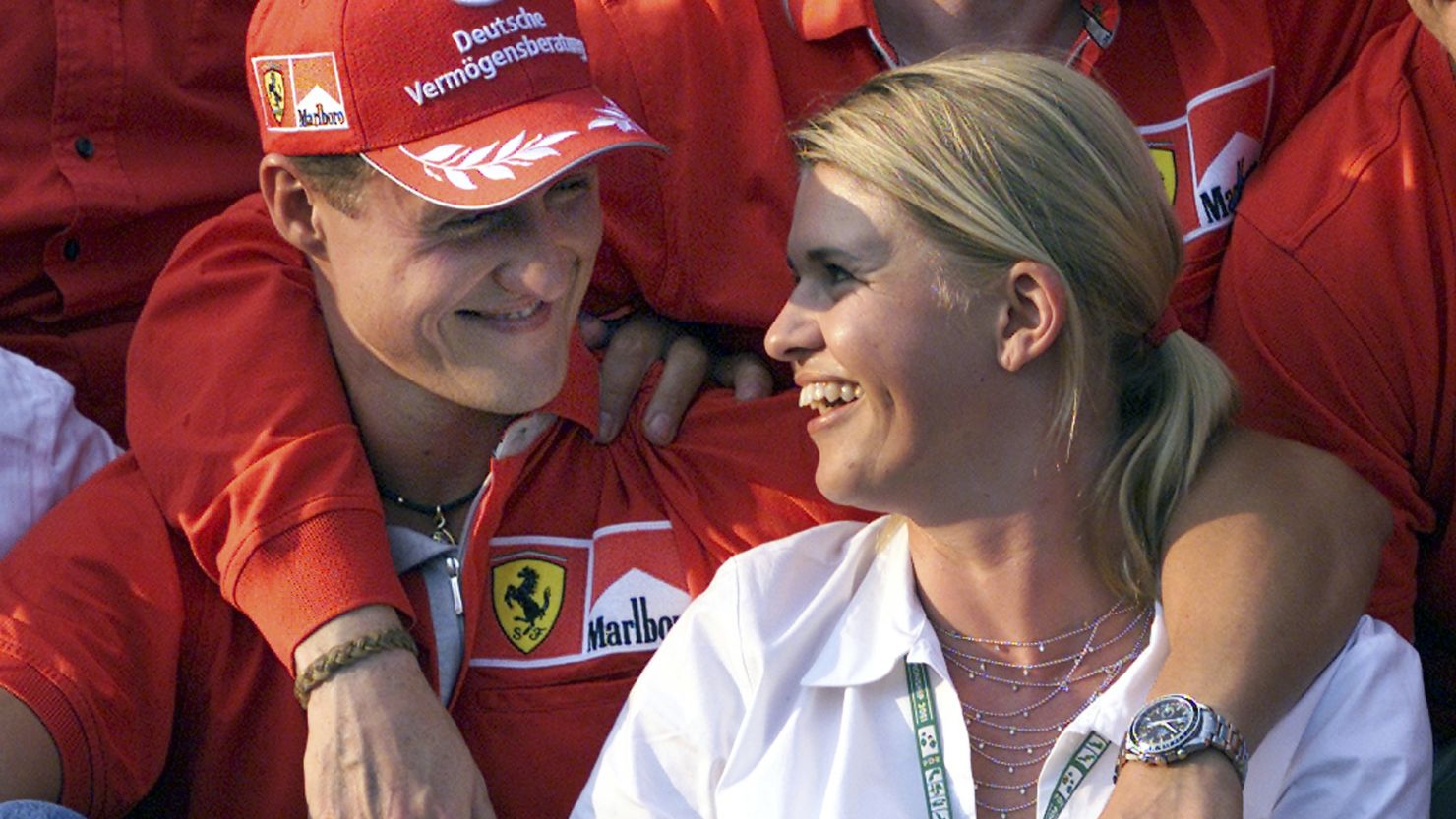 Michael Schumacher and his wife Corinna in happier times at the Grand Prix auto race in Budapest, Hungary, on August 19, 2001. 