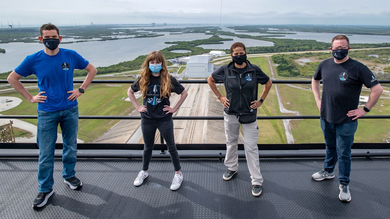 Left to right: Jared Isaacman, Hayley Arceneaux, Dr. Sian Proctor, Chris Sembroski.