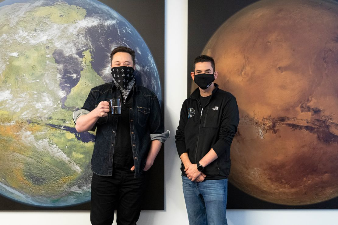 Jared Isaacman visits SpaceX and meets with Elon Musk prior to annoucing the mission in February 2021.