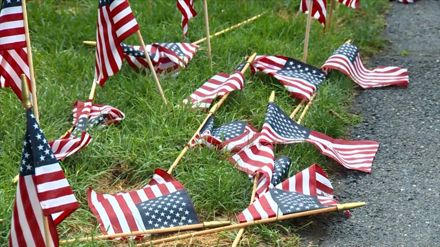 The flags were "planted" by a nonprofit that develops leadership skills in young people