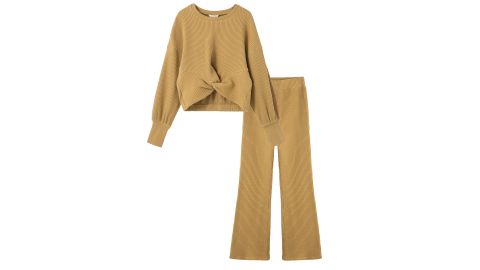 Habitual Kids Waffle Knit Twist Front Top & Pants Set