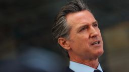 California Gov. Gavin Newsom looks on during a press conference at The Unity Council on May 10, 2021 in Oakland, California. 