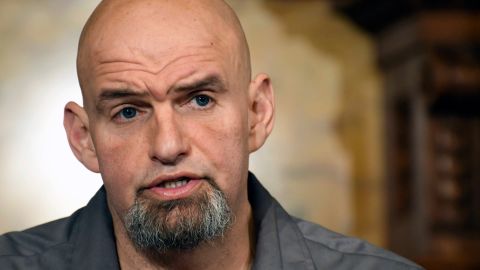 Pennsylvania Lt. Gov. John Fetterman speaks at a news conference in January 2019 the governor's Capitol reception room in Harrisburg, Pennsylvania.