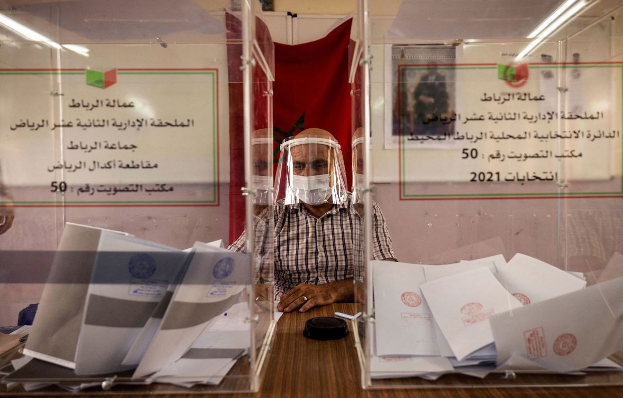 A man casts his ballot in Rabat, Morocco, as parliamentary and local elections were held on Wednesday, September 8.