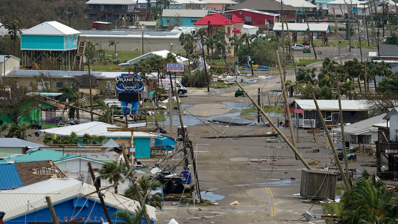 The remains of destroyed homes in Grand Isle, Louisiana.