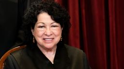 WASHINGTON, DC - APRIL 23: Associate Justice Sonia Sotomayor sits during a group photo of the Justices at the Supreme Court in Washington, DC on April 23, 2021. (Photo by Erin Schaff/Pool/Getty Images)