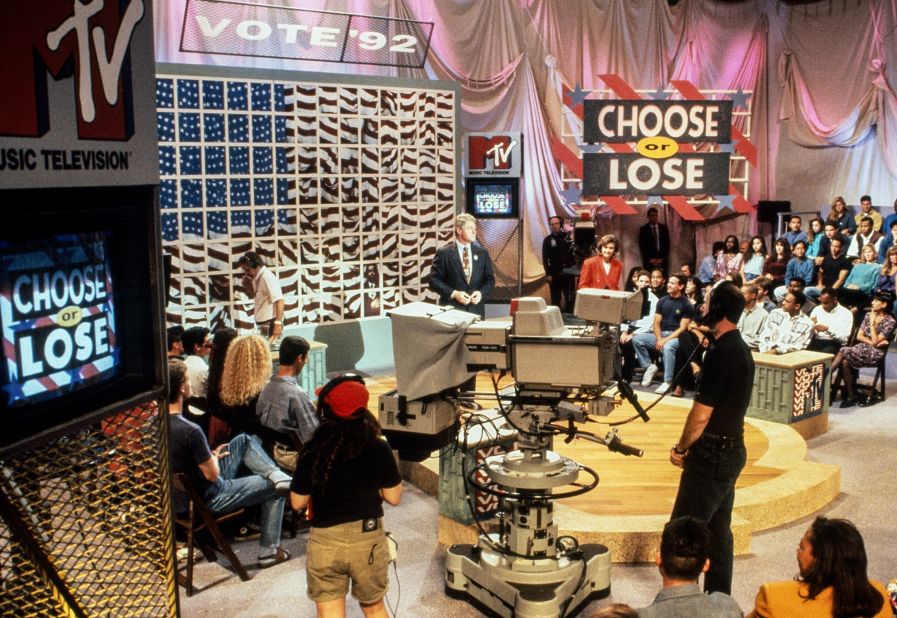 The Peabody-winning Choose or Lose campaign was launched in 1992. MTV encouraged its eligible viewers to vote, which successfully drove turnout among younger voters and  educated the public on Bill Clinton's preference for boxers or briefs.