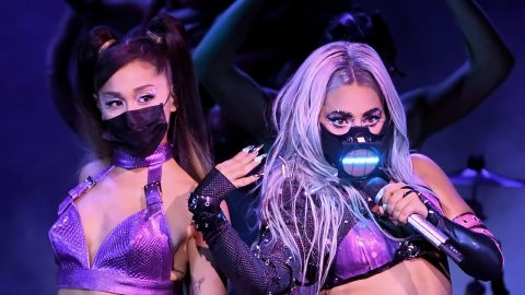 Show me MTV in 2020 without saying it... Ariana Grande and Lady Gaga demonstrated still-in-style masks at their VMA performance last year.
