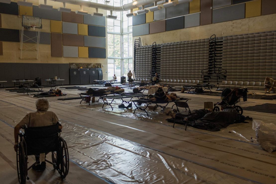 Residents spend the afternoon at a cooling center at Kellogg Middle School in Portland, Oregon, during an August heat wave.