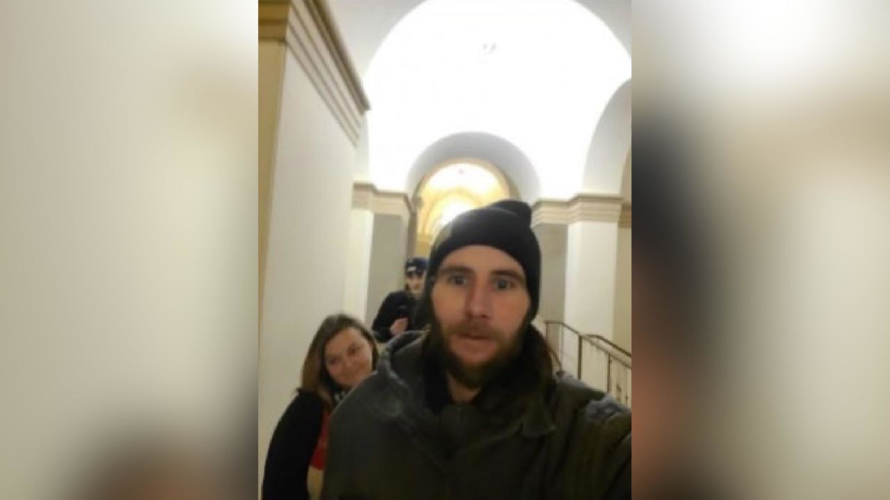 Federal prosecutors say this photograph shows Stephanie Miller (left) and Brandon Miller (right) inside the US Capitol on January 6. (Source: Justice Department)