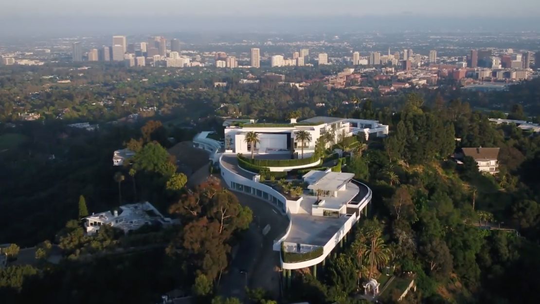 An aerial view of 105,000 square foot mansion dubbed "The One." 