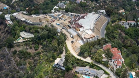 Early construction of the mega mansion built by Nile Niami, in Bel Air, California in May 2015. 