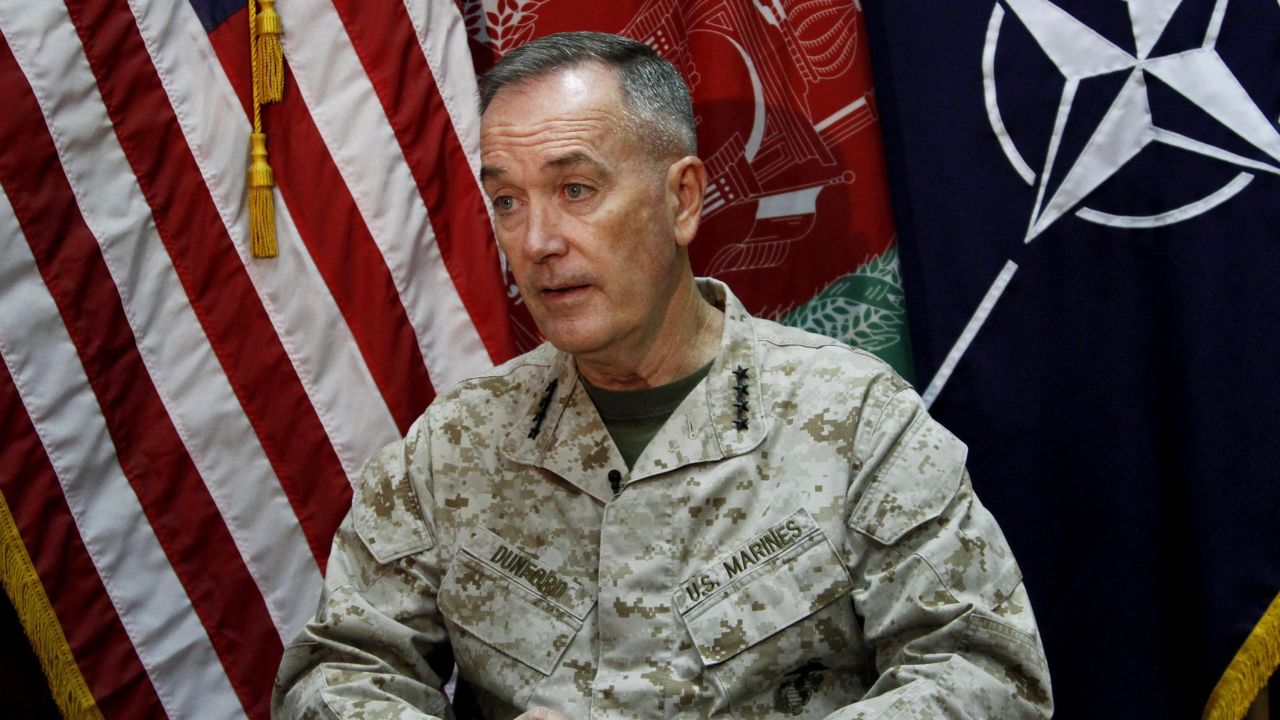 Marine Gen. Joseph Dunford, who commanded the US-led International Security Assistance Force (ISAF) in Afghanistan, spoke during an interview with The Associated Press at the ISAF headquarters in Kabul in August 2013. 