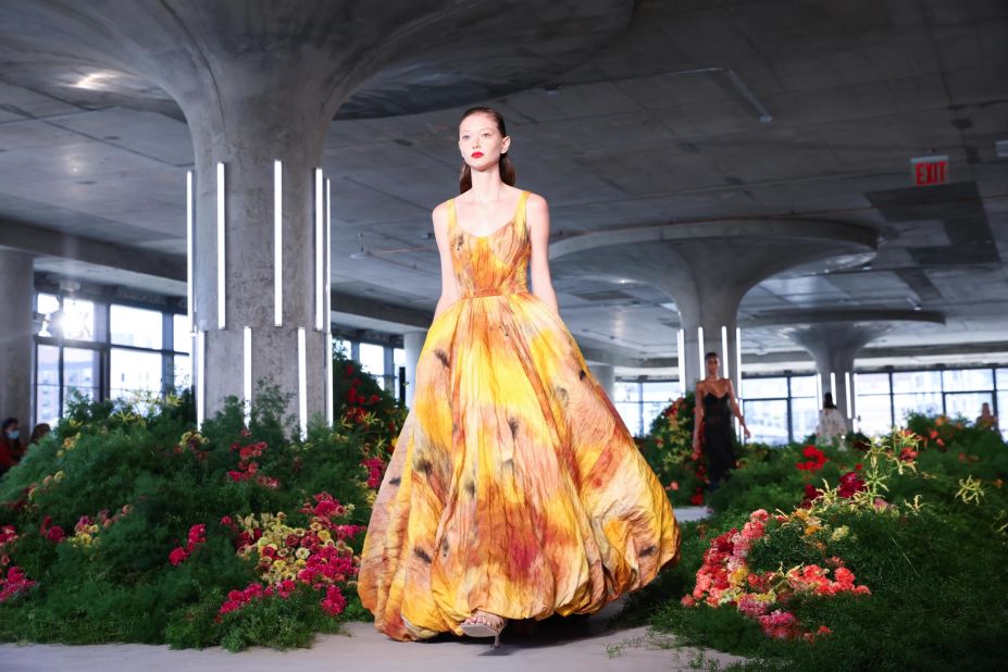 Watercolors were a recurring theme at Jason Wu -- as seen with this sunset-hued ballgown. 