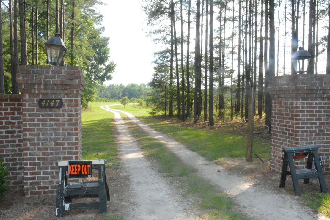 "Keep Out" signs marked one entrance to the Murdaugh family property in Islandton, where a double homicide occurred.