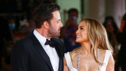 Jennifer Lopez, right, and Ben Affleck pose for photographers upon arrival at the premiere of the film 'The Last Duel' during the 78th edition of the Venice Film Festival in Venice, Italy, Friday, Sept. 10, 2021. (Photo by Joel C Ryan/Invision/AP)