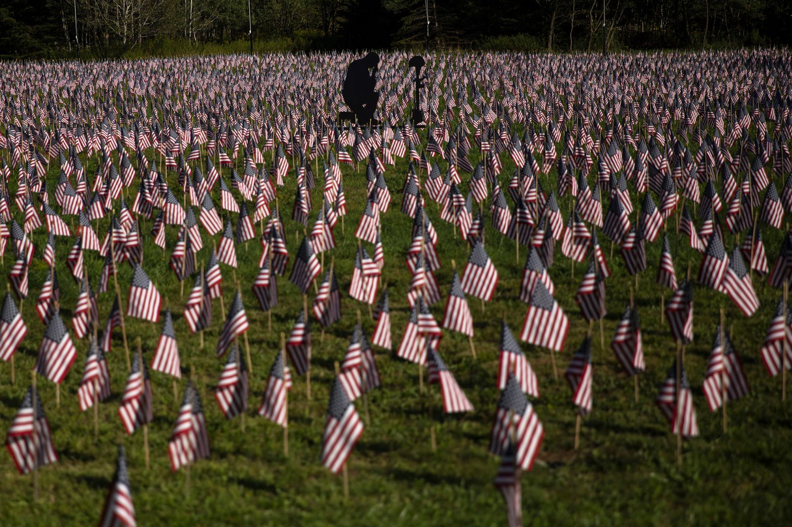 In Patriot Park near Shanksville, 7,049 flags are planted to honor the service members killed during the wars in Iraq and Afghanistan.