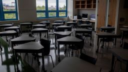 QUEENS, NEW YORK - AUGUST 18: An empty classroom is part of the preparation for the return of in-person learning at Public School 143 on August 18, 2021, in Queens, New York. Both the city and the state are preparing for in-person learning in school classrooms, despite the uncertainty of the Delta variant of the COVID-19 virus spreading across the country. (Photo by Andrew Lichtenstein/Corbis via Getty Images)