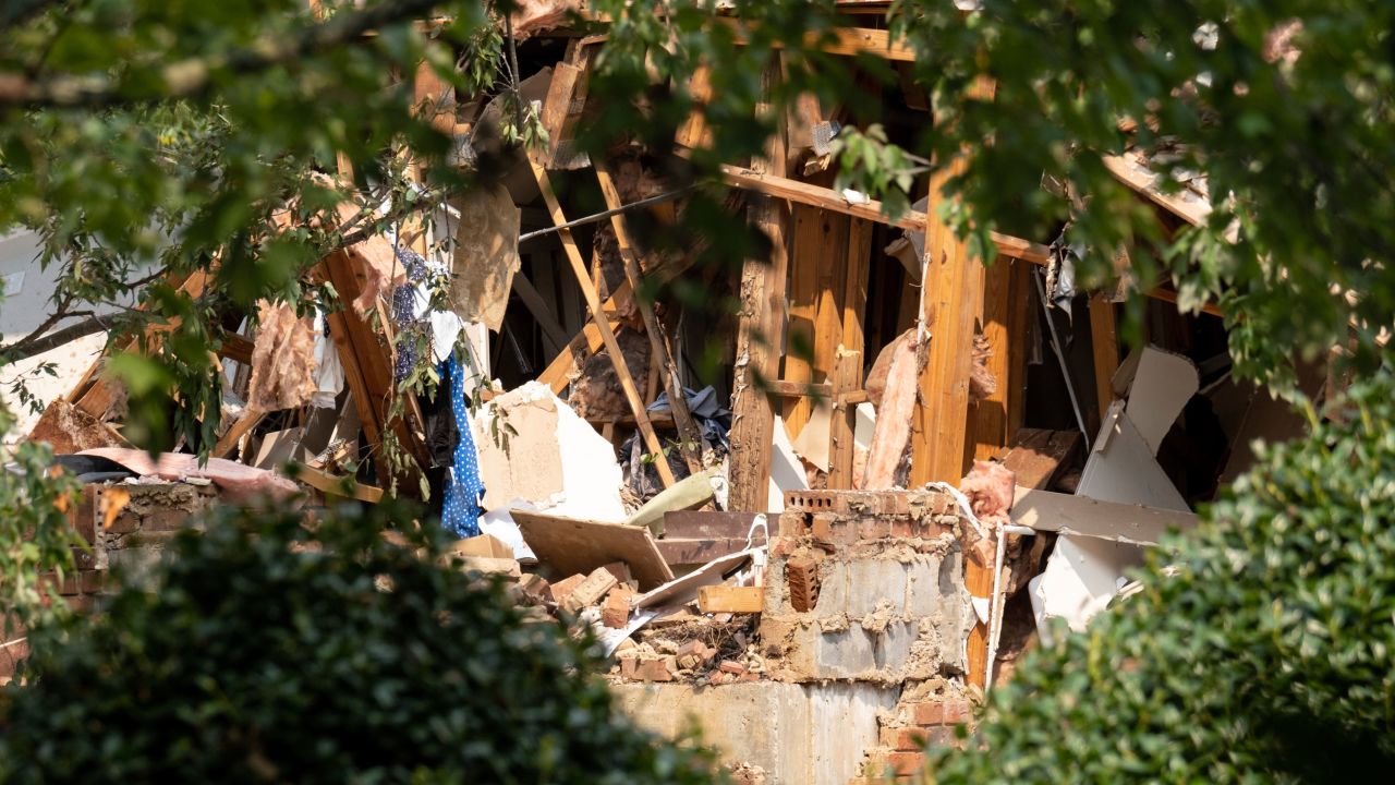 Damage to an apartment building is seen following an explosion, Sunday, Sept. 12, 2021, in Dunwoody, Ga., just outside of Atlanta. (AP Photo/Ben Gray)