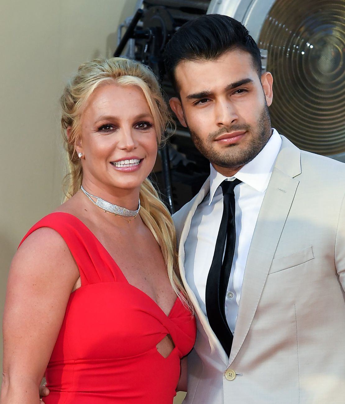 Britney Spears and Sam Asghari at the "Once Upon a Time in Hollywood" film premiere in Los Angeles.