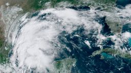 This satellite image provided by NOAA shows Tropical Storm Nicholas in the Gulf of Mexico on Sunday, Sept. 12, 2021. Tropical storm warnings have been issued for coastal Texas and the northeast coast of Mexico. Nicholas is expected to produce storm total rainfall of 5 to 10 inches, with isolated maximum amounts of 15 inches, across portions of coastal Texas into southwest Louisiana Sunday, Sept. 12 through midweek.  (NOAA via AP)