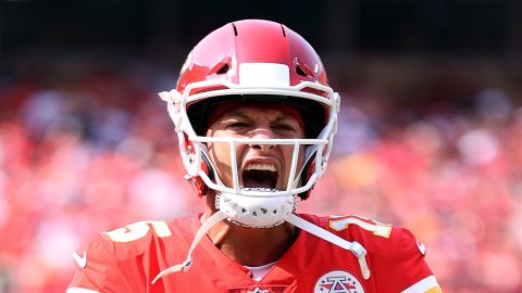 Mahomes reacts during the game against the Cleveland Browns.
