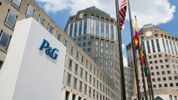 A logo sign outside of the headquarters of Procter & Gamble Co. (P&G), in Cincinnati, Ohio on June 29, 2017.