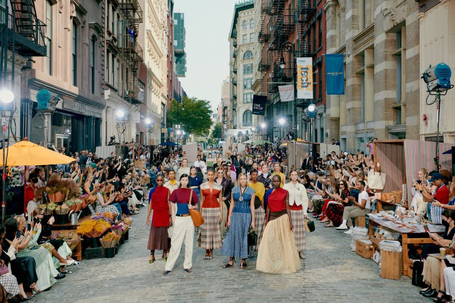 A bustling SoHo street served as the runway for the Tory Burch fashion show.