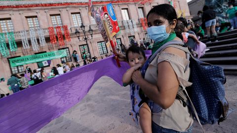 Members of feminist groups celebrate in Saltillo, the capital of Coahuila state, after Mexico's Supreme Court decriminalized abortion on September 7.