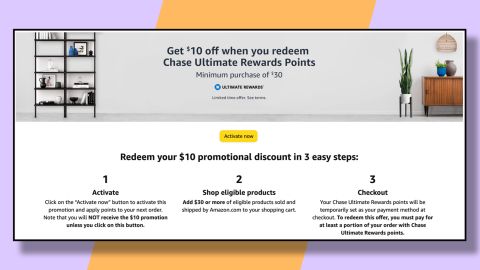 Targeted Chase credit card holders can get $10 off a purchase of $30 or more at Amazon.