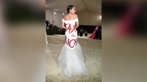 Alexandria Ocasio-Cortez attends The 2021 Met Gala Celebrating In America: A Lexicon Of Fashion.