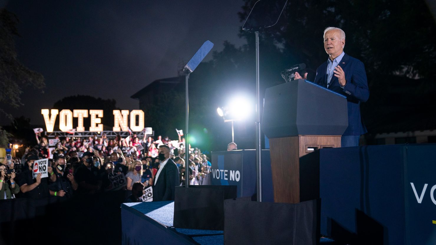 President Joe Biden speaks at a rally for California Gov. Gavin Newsom at Long Beach City College on September 13.