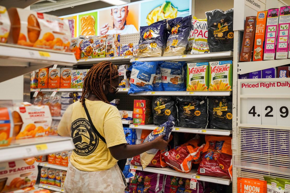 A customer selects goods at a supermarket in New York, on Aug. 11, 2021. 