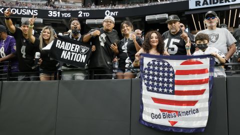 Fans cheer on the Raiders at Allegiant Stadium.