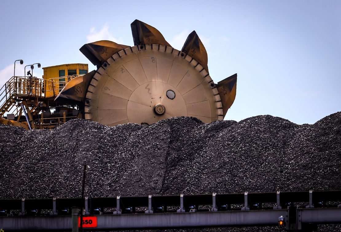 A pile of coal at the Port of Newcastle in New South Wales, Australia, on October 12, 2020.