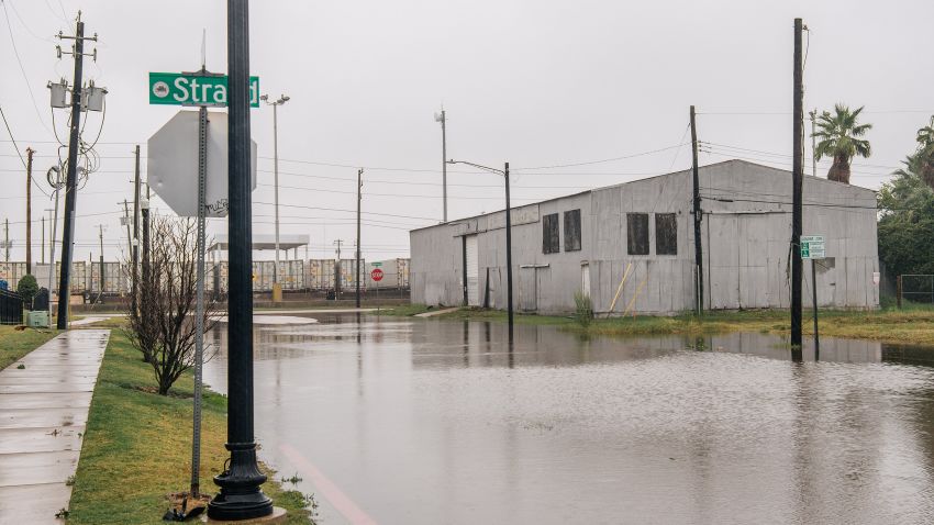GALVESTON, TEXAS - SEPTEMBER 14: A flooded street is shown after Tropical Storm Nicholas moved through the area on September 14, 2021 in Galveston, Texas. Nicholas strengthened to a Category 1 hurricane as it made landfall late Monday evening, but is gradually weakening as it moves towards the Northeast. Nicholas is projected to become a tropical depression by tomorrow. (Photo by Brandon Bell/Getty Images)