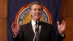 SAN FRANCISCO, CALIFORNIA - SEPTEMBER 14: California Gov. Gavin Newsom speaks to union workers and volunteers on election day at the IBEW Local 6 union hall on September 14, 2021 in San Francisco, California. Californians are heading to the polls to cast their ballots in the California recall election of Gov. Gavin Newsom. (Photo by Justin Sullivan/Getty Images)