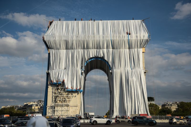 Why is the Arc de Triomphe covered in silver fabric