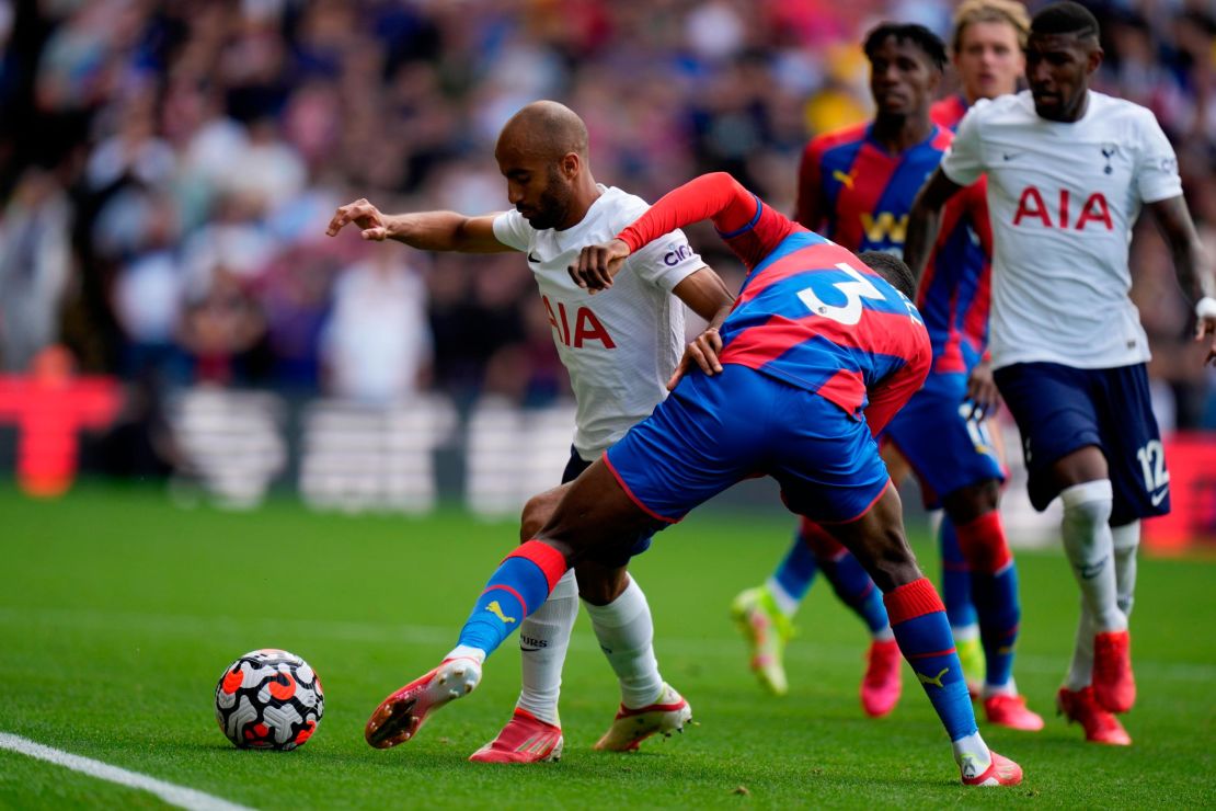 Tottenham's Lucas Moura dribbles against Crystal Palace in the two teams' Premier League game on September 11. 